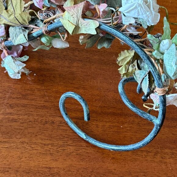 Floral Wall Candle or Vase Holder with Blue and Purple Floral Garland Accents - Picture 8 of 11